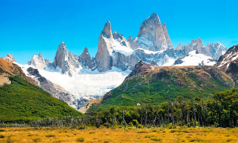 Malebné krajiny s Mt Fitz Roy v Národný Park glacier, Patagonia, Argentína, Južná Amerika.