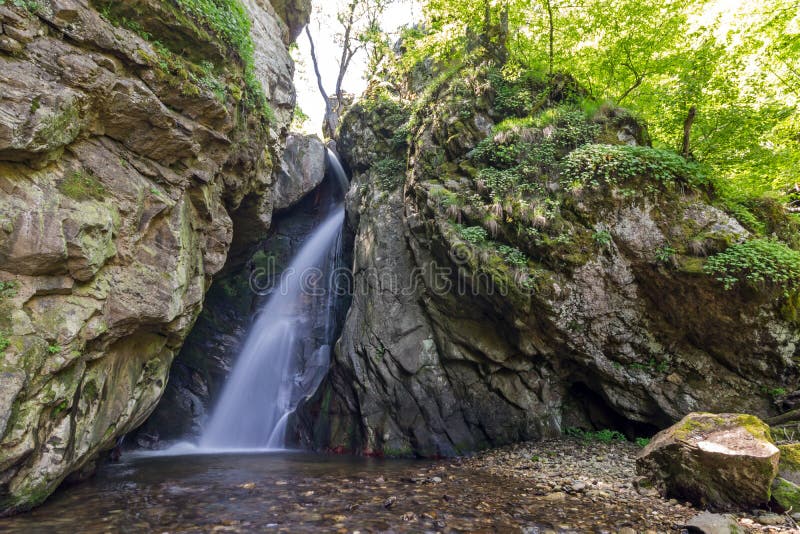 Landscape of Fotinovo waterfalls cascade Fotinski waterfall in Rhodopes Mountain, Bulgaria