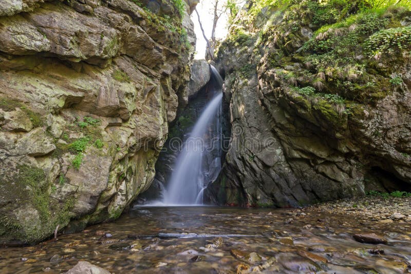 Landscape of Fotinovo waterfalls cascade Fotinski waterfall in Rhodopes Mountain, Bulgaria