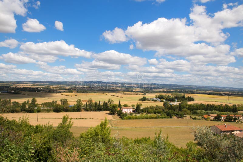 General view at landscape French Aude near Castelnaudary