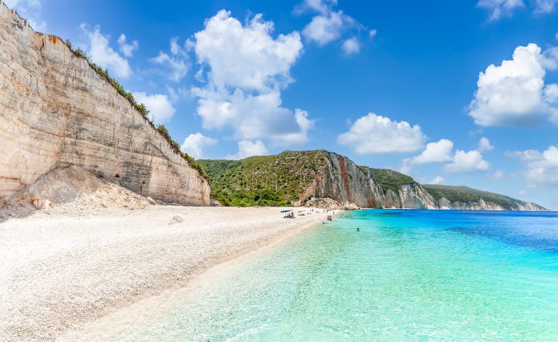 Landscape with Fteri Beach on Kefalonia, Greece Stock Image - Image of ...