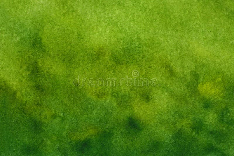 Landscape green watercolor grass field with blur trees background