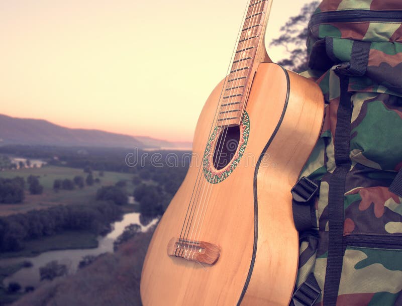 Landscape with a guitar stock image. Image of equipment 38215949
