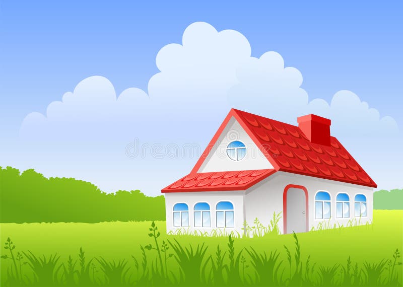 Landscape and house stock vector. Illustration of field - 13791485