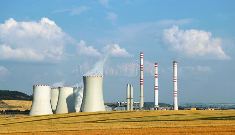 Landscape with industrial building of powerhouse