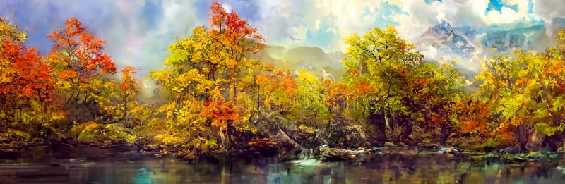 An landscape inspired by old master art painters stock illustration
