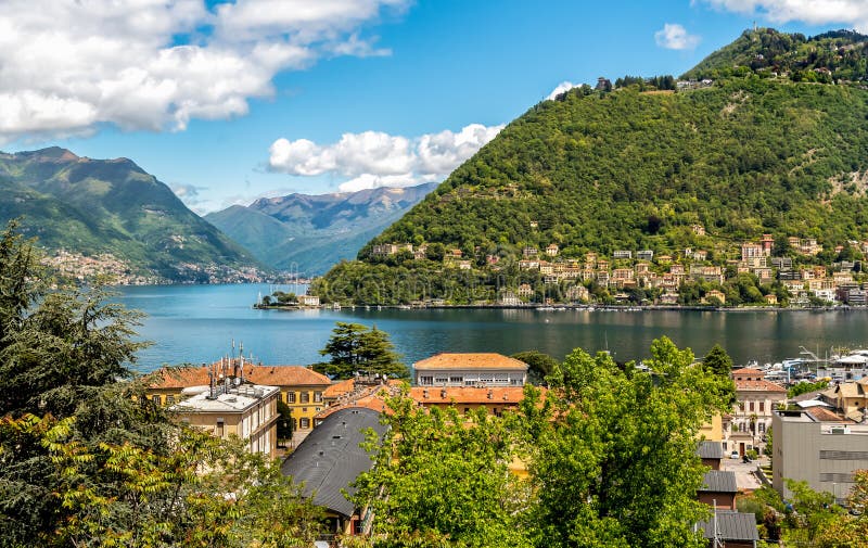 Landscape of Lake Como in the Sunny Spring Day, Italy Stock Photo ...