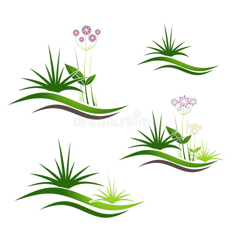 landscape logo design set illustration grass gardening landscaping collection 91292848
