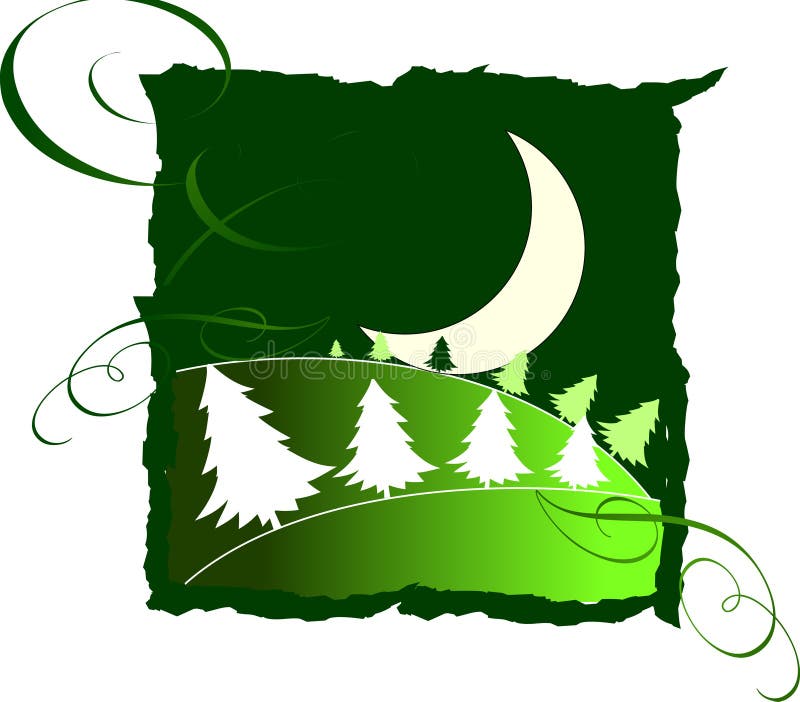 Landscape with moon stock vector. Illustration of moon - 12470207