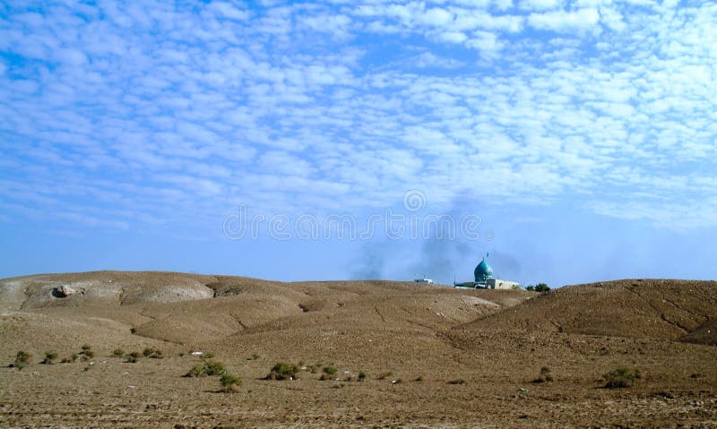 Landscape with the Mosque on the place of the prophet Abraham birth Borsippa, Babil, Iraq