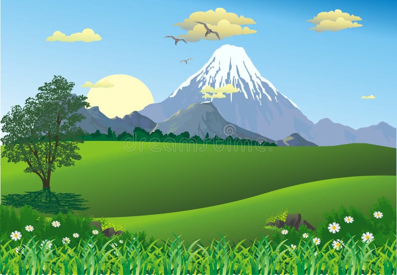 Landscape - Mountain range on the horizon vector illustration