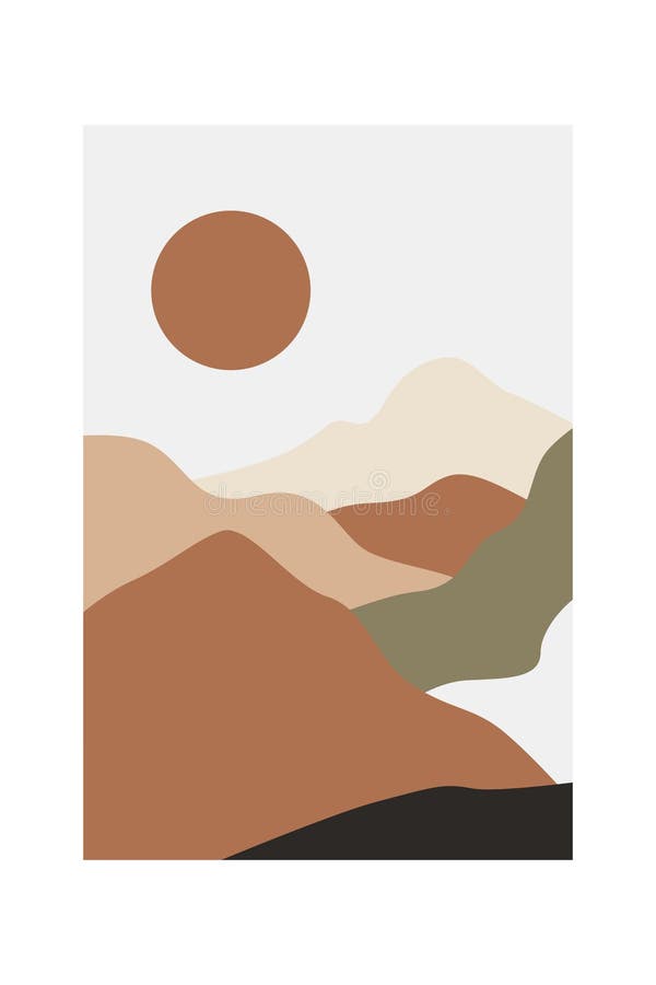 Landscape Mountain Wall Art Decoration Stock Illustration