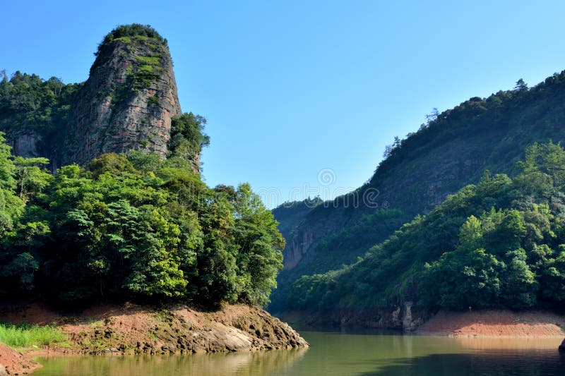 Landscape of mountains and lake