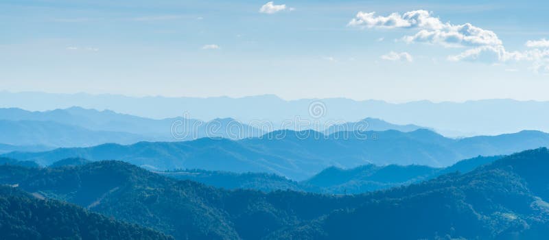 Landscape of Mountains Range with Morning Frog for Mountain Background