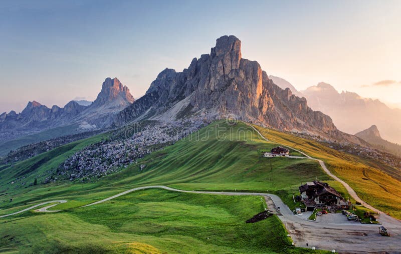 Landscape Nature Mountan in Alps, Dolomites, Giau Stock Photo