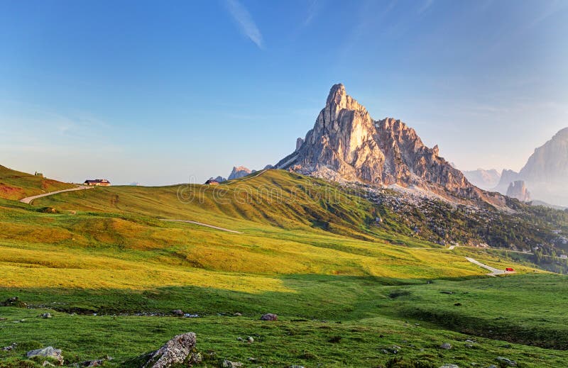 Landscape Nature Mountan in Alps, Dolomites, Giau Stock Photo