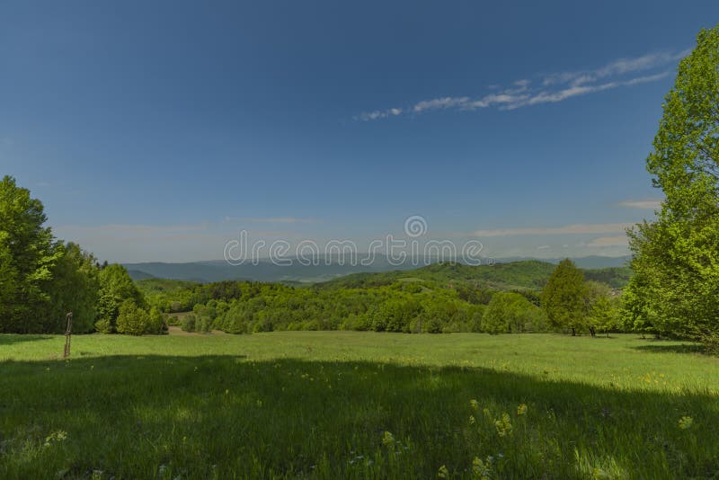 Landscape near Banska Stiavnica town in sping fresh color morning