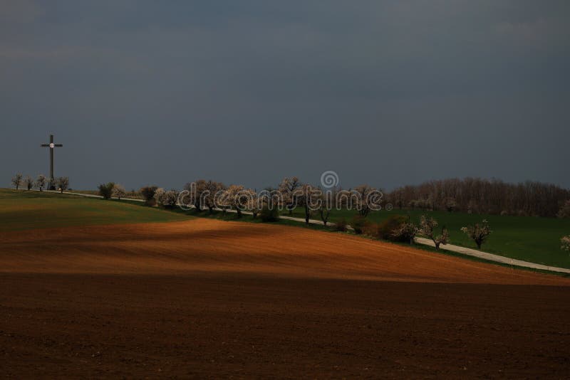 Krajina u obce Rybky, kraj Záhorie na Slovensku