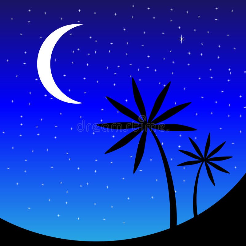 Landscape with palm trees royalty free illustration