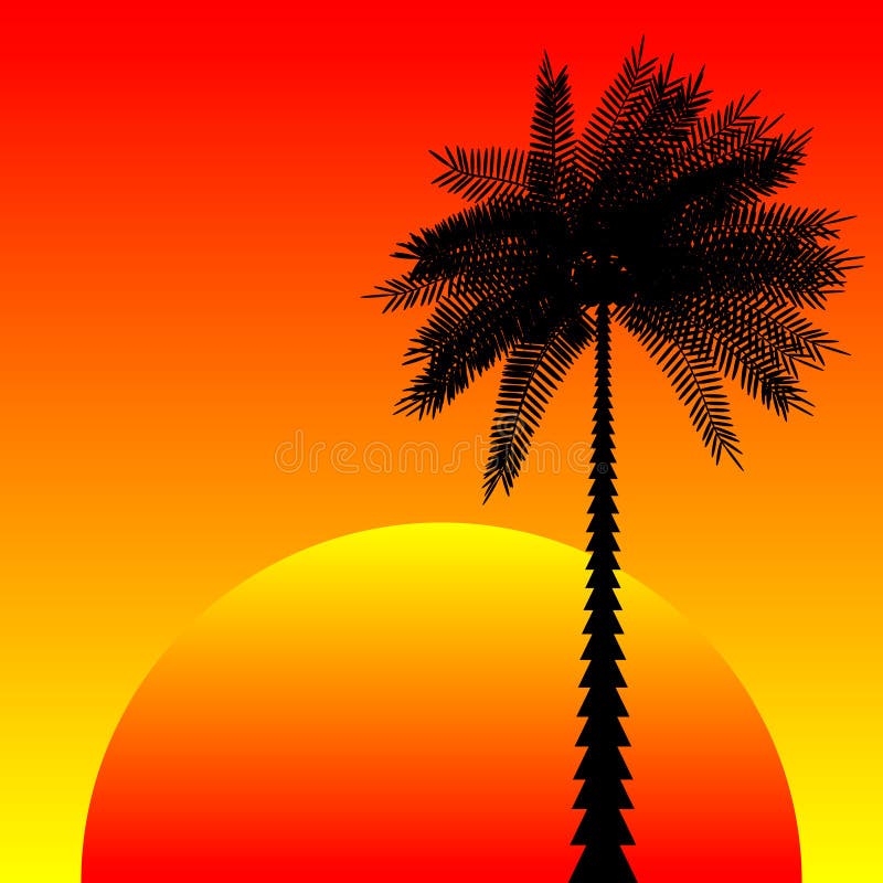 Landscape with palm trees stock illustration