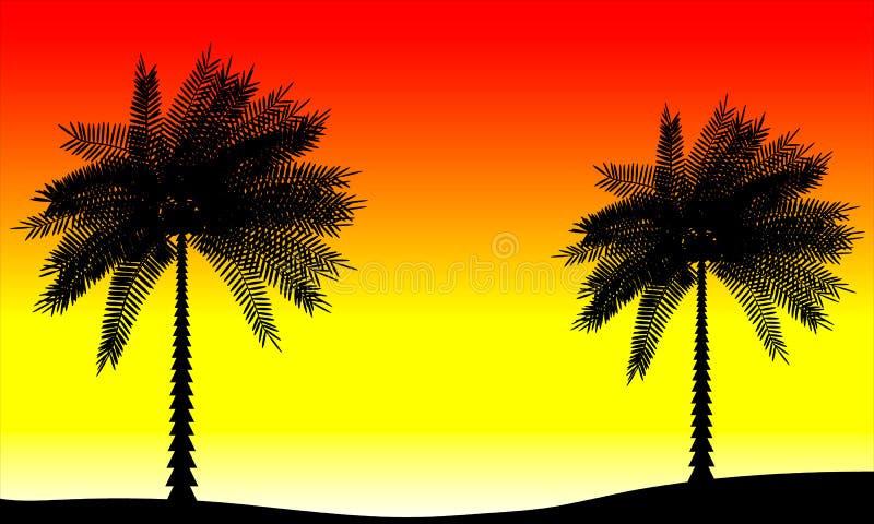 Landscape with palm trees stock illustration