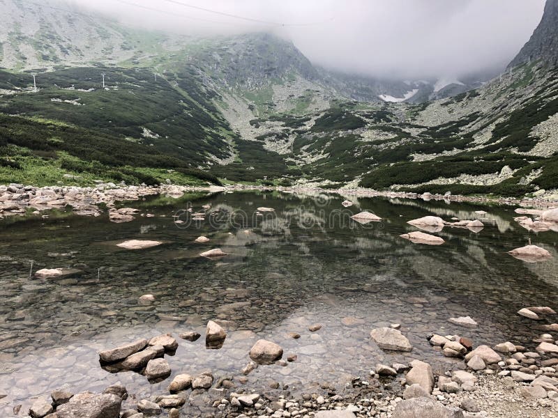 Landscape Photo of Bodies of Water Surrounded by Mountains stock image