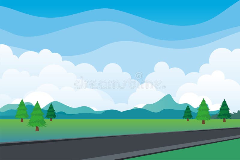 Landscape Road Vector Background, Flat Cartoon Natural Landscape with Road  Stock Vector - Illustration of cityscape, highway: 174911575