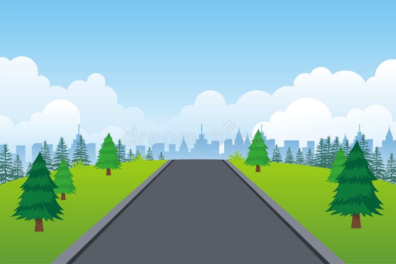 Landscape Road Vector Background, Flat Cartoon Natural Landscape with Road  Stock Vector - Illustration of architecture, business: 174911685