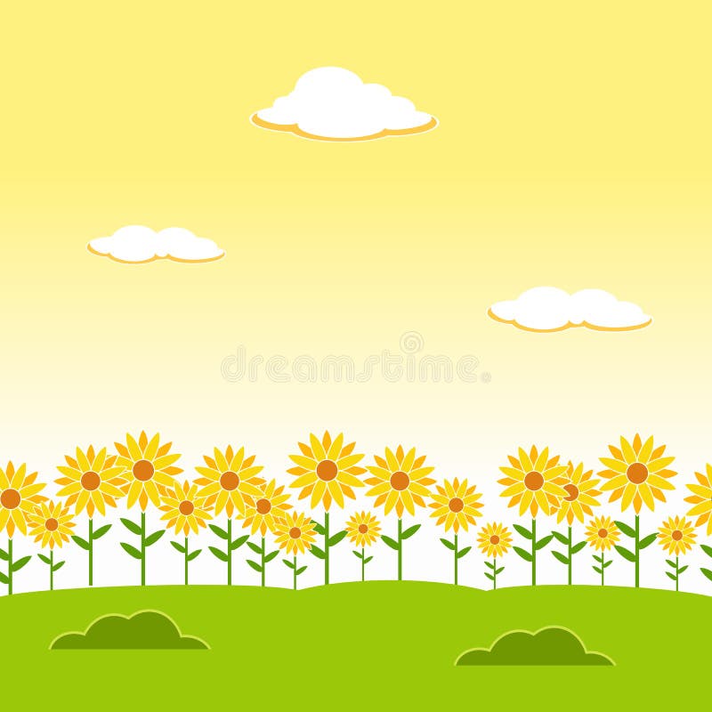 Landscape Seamless Background. Garden Seamless Background. Sunflower Garden  Background. Flower Landscape Background Stock Vector - Illustration of  graphic, cartoon: 57466686