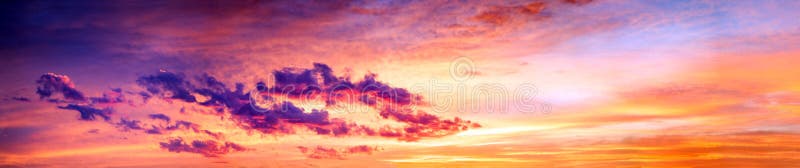 Landscape with sky, clouds and sunrise a panoramic view