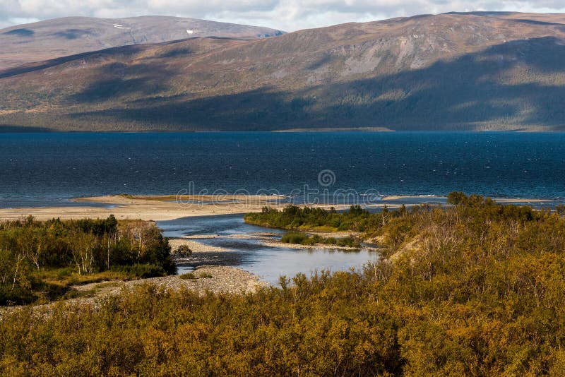 Landscape with Tornetrask lake and mountains, Norrbotten, Sweden