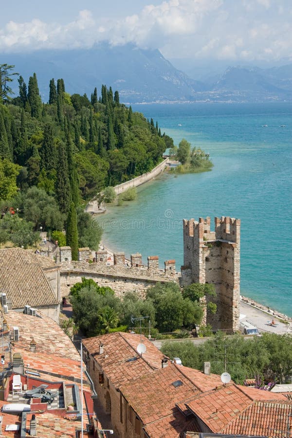 Landscape with Tower (old Town) of an Italian Lake Stock Image - Image ...