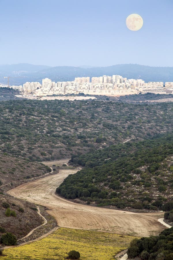 Landscape of town in Judean Mountains, Israel