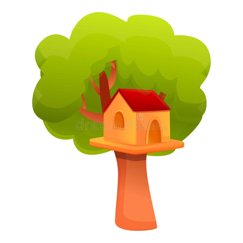 Landscape Treehouse Icon, Cartoon Style Stock Vector - Illustration of