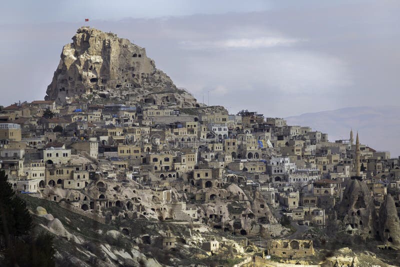A landscape of Uchisar Castle in Turkey under a beautiful weather. Landscape fortress uchisar stock images, royalty-free photos and pictures