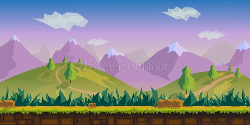 Forest and Hills Game Background 2d Application. Stock Vector -  Illustration of morning, interface: 73874842