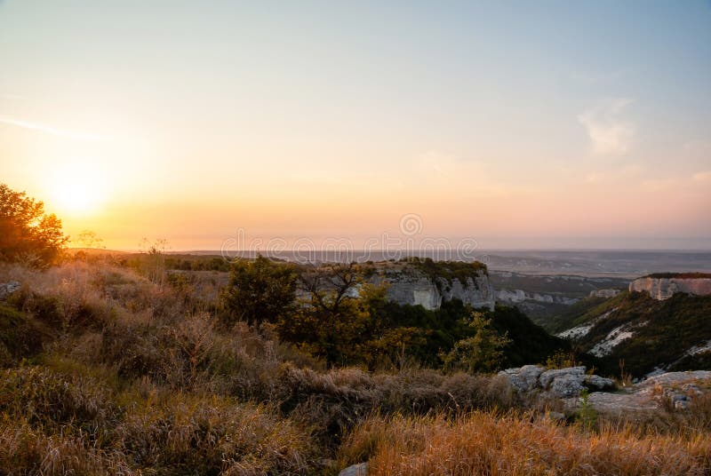 Landscape View from the Plato on the Sunset Stock Image Image of