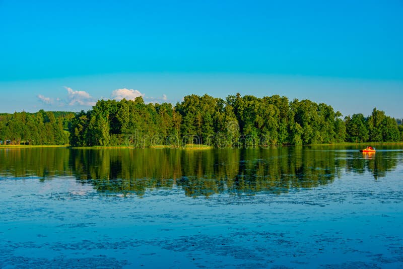 Landscape View of Puhajarv Lake in Estonia Stock Image Image of