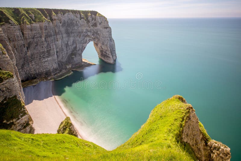 Landscape view on the rocky coastline in Etretat royalty free stock image Landscape view on the rocky coastline in Etretat royalty free stock image