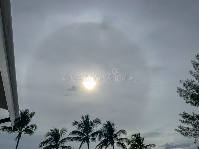 Landscape view of stunning sun halo over RV park in Florida stock image Landscape view of stunning sun halo over RV park in Florida stock image