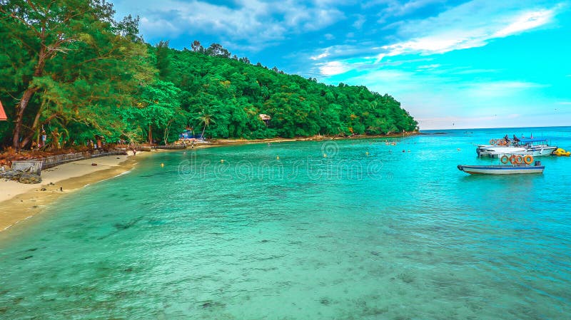 Landscape view of troical beach in the island royalty free stock photography Landscape view of troical beach in the island royalty free stock photography