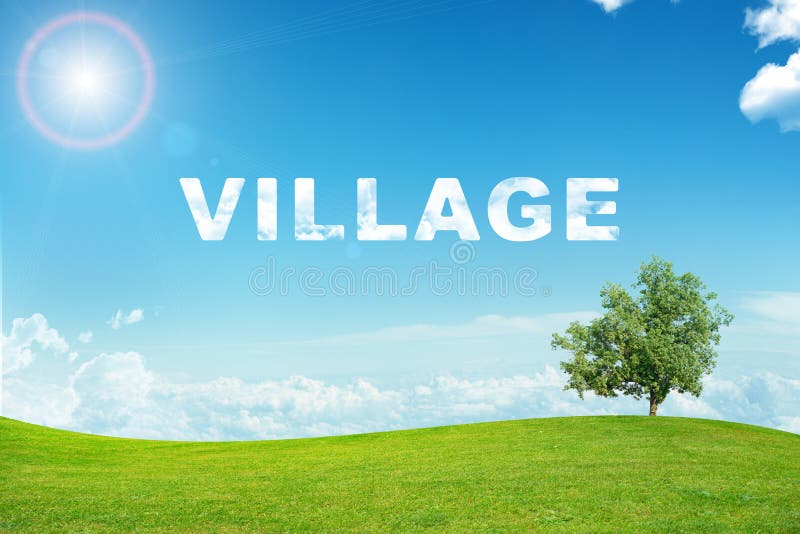 Landscape with Village Word Stock Photo Image of tree, landscape