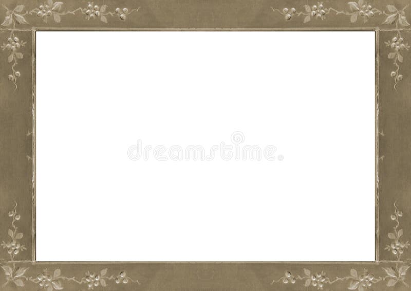 White Landscape Frame with Wooden Borders Stock Photo