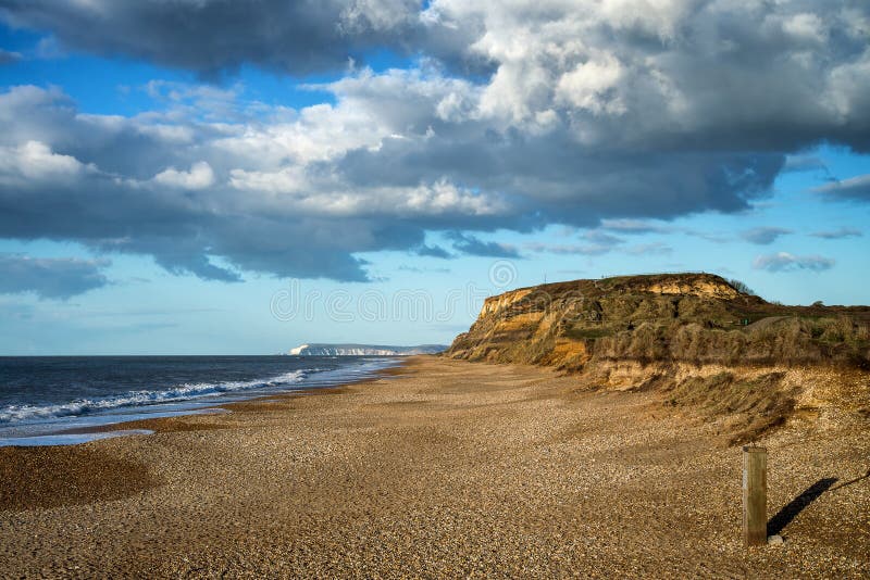 Landscape Vivd Sunset Over Beach and Cliffs Stock Photo - Image of ...