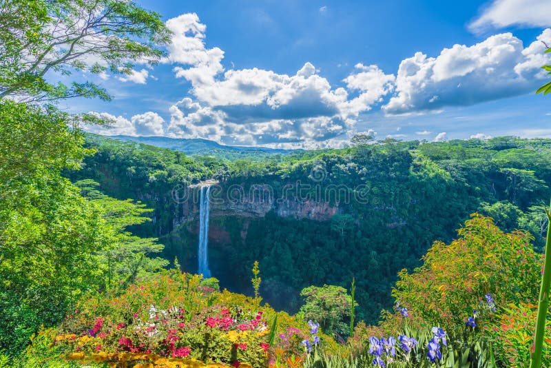 Chamarel waterfall in junle of Mauritius island, Africa royalty free stock image Chamarel waterfall in junle of Mauritius island, Africa royalty free stock image