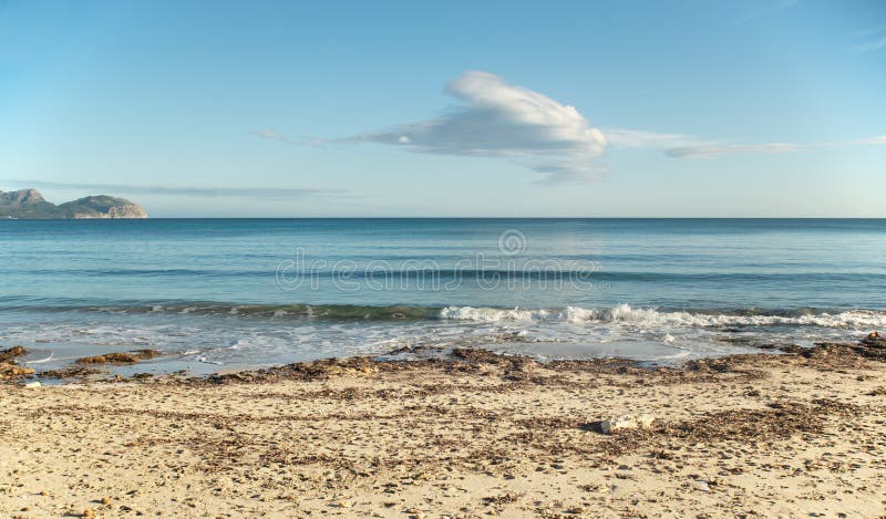 Landscape wild beach mediterranean sea in spain blue sky with beautiful cloud