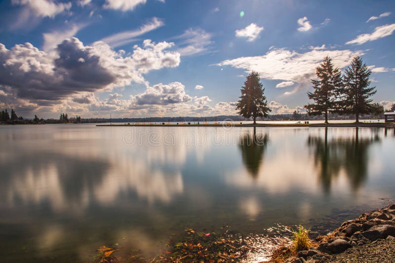 Landscapes of Lake Tapps park in Spring royalty free stock photography