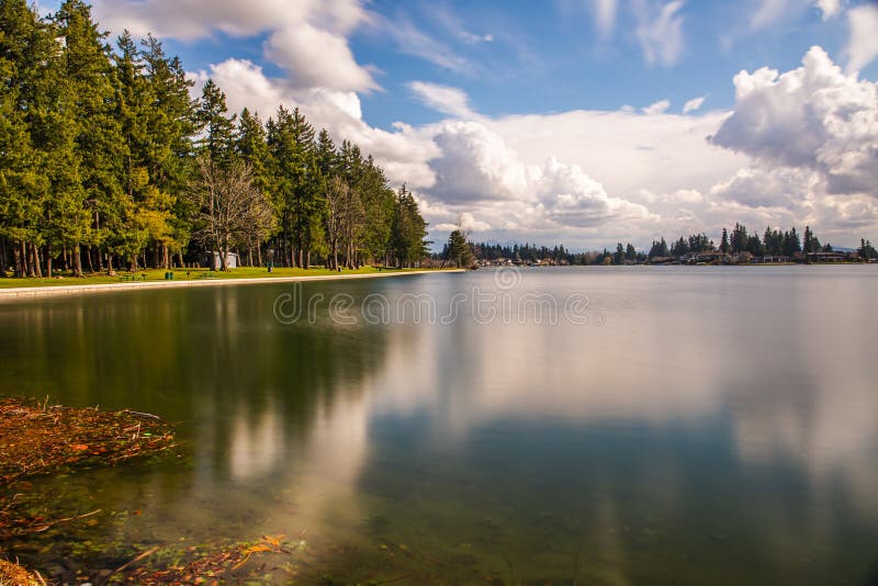 Landscapes of Lake Tapps park in Spring stock image