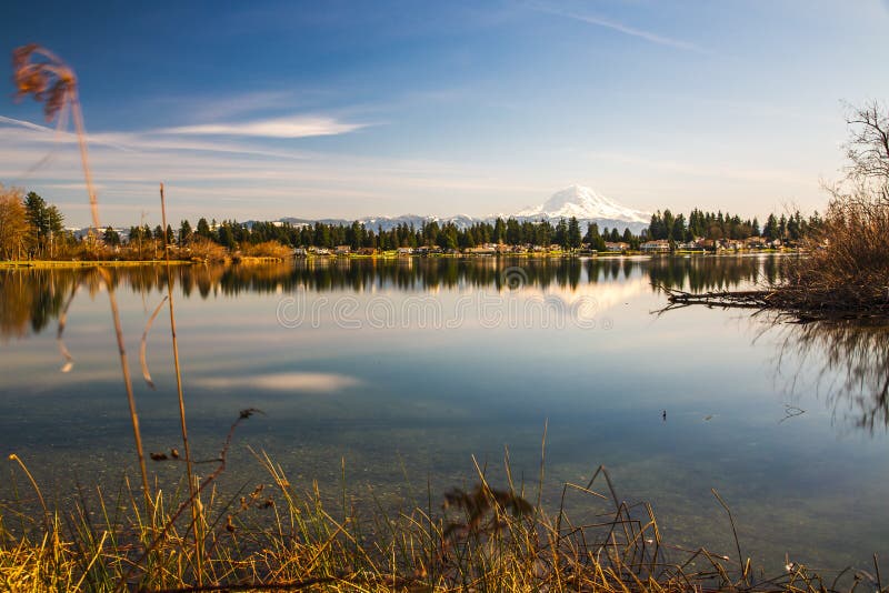 Landscapes of Lake Tapps park in Spring royalty free stock photography