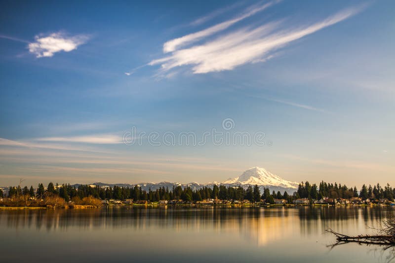 Landscapes of Lake Tapps park in Spring stock photo